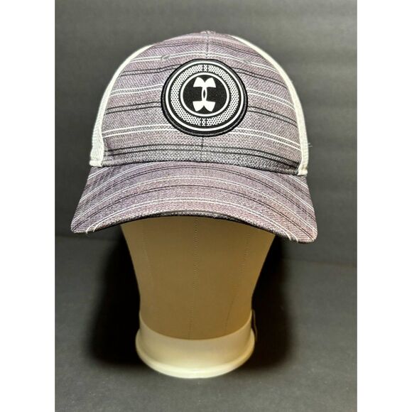 Under Armour Golf Hat – Black/Gray Striped Mesh Back – Stretch Fit M/L – EUC - Picture 1 of 7